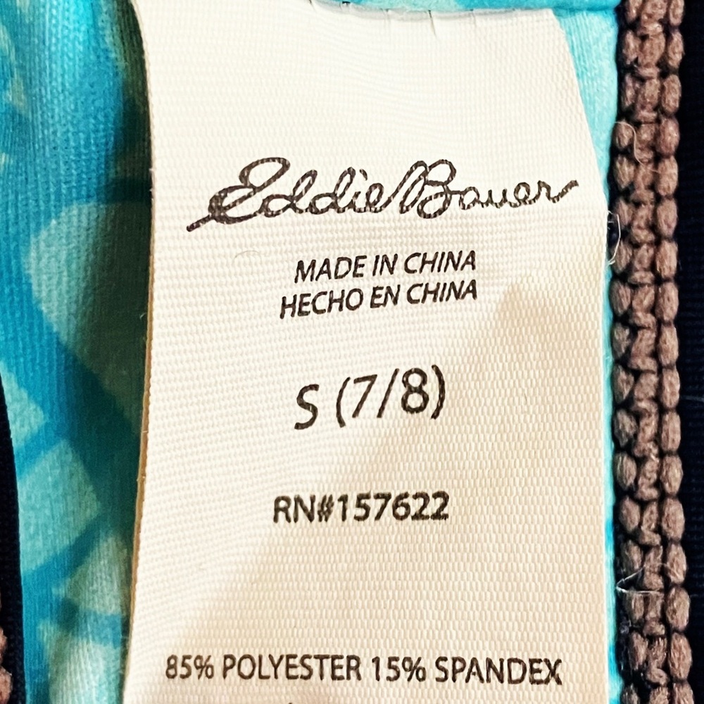 EDDIE BAUER Girls Swim Racerback Bikini Top  SZ Small 7/8 Multicolor Stripe LOGO - Picture 3 of 4